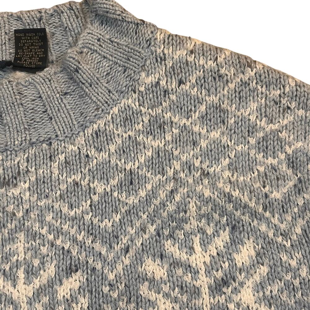Sonoma Women Medium Wool Blend Holiday Sweater Winter Snow Flakes Blue White